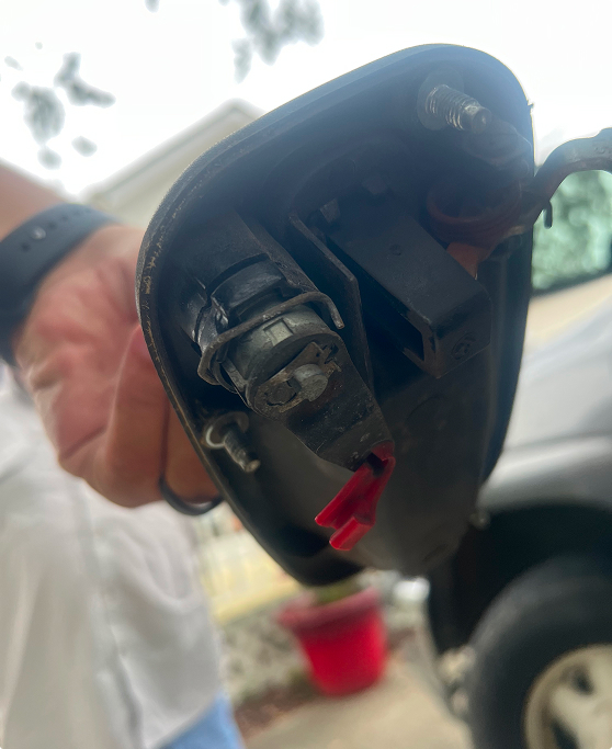 The inside of a vehicle ignition.